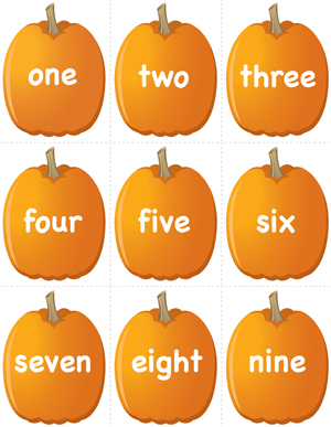Pumpkin Concentration - Number Words - Printable