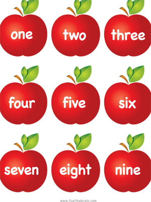 Apple Pairs - Number Words - Printable