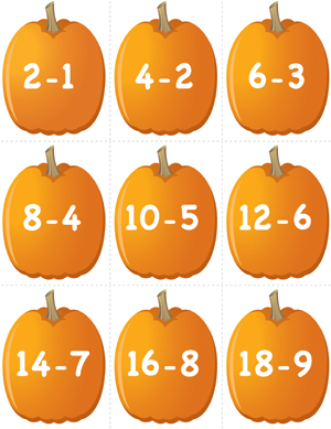 Pumpkin Concentration - Doubles Subtraction